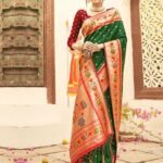 Dark Green Paithani Saree With Blouse Piece