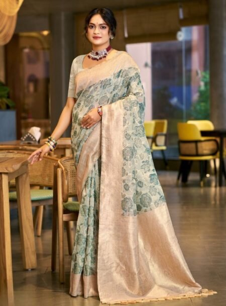 Green Cotton Silk Rich Zari Pallu Saree With Blouse Piece