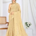 Beige Pure Tissue Silk Banarasi Saree With Blouse Piece