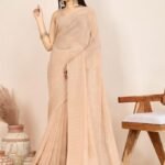 Tan Georgette Waitless Saree With Blouse Piece