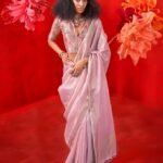 Light Purple Zari Tissue Handloom Weaving Silk Saree With Blouse Piece