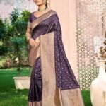 Dark Wine Assam Silk Saree With Blouse Piece