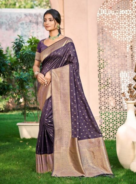Dark Wine Assam Silk Saree With Blouse Piece