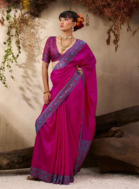 Purple Pure Kanjivaram Weaving Silk Saree With Blouse Piece