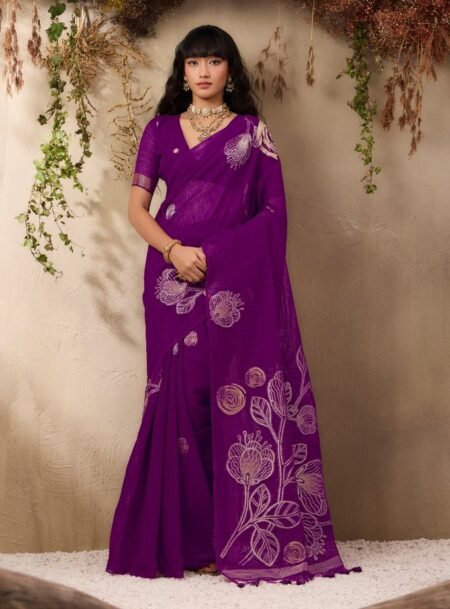 Indigo Pure Muga Handloom Weaving Silk Saree With Blouse Piece