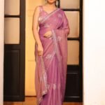 Pink Ethini Motifs Fancy Zari Embroidered Tissue Saree With Blouse Piece
