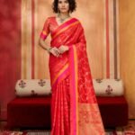 Orange Soft Silk Handloom Saree With Blouse Piece