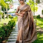 Chikku Kalamkari Handloom Raw Silk Saree And Rich Weaving Pallu With Blouse Piece