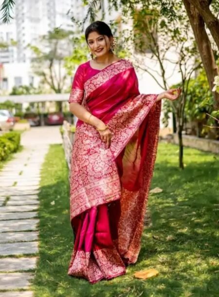 Red Kalamkari Handloom Raw Silk Saree And Rich Weaving Pallu With Blouse Piece