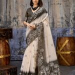 Black Munga Cotton Handloom Weaving Saree With Blouse Piece