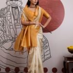 Ivory Saree And Rich Yellow Border Banarasi Saree With Blouse Piece