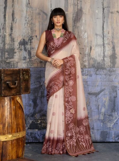 Maroon Munga Cotton Handloom Weaving Saree With Blouse Piece