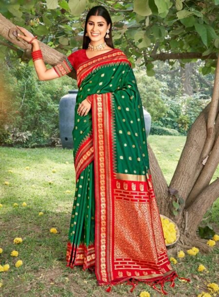 Green Soft Silk Saree With Blouse Piece