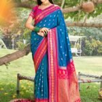 Blue Soft Silk Saree With Blouse Piece