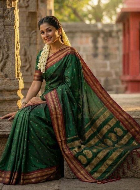 Royal Green Soft Silk Saree With Blouse Piece
