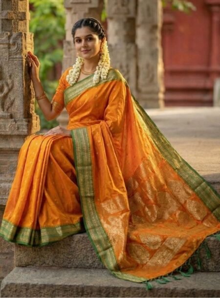 Yellow Soft Silk Saree With Blouse Piece
