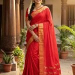 Red Soft Silk Saree With Blouse Piece