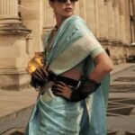 Sea Green Pure Satine Handloom Weaving Silk Saree With Blouse Piece