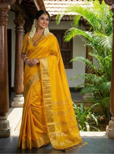 Yellow Soft Silk Saree With Blouse Piece