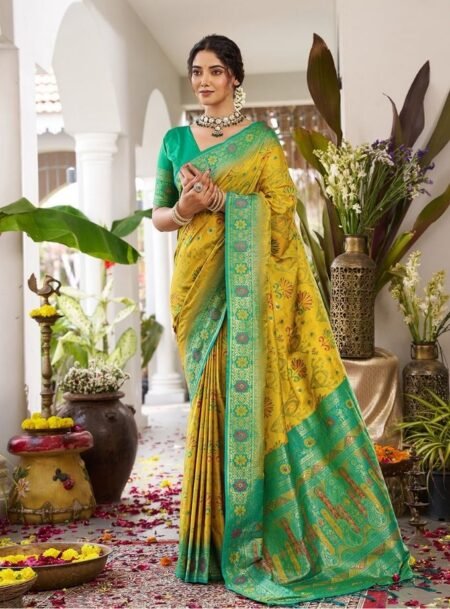 Mustrd Yellow Soft Silk Saree With Blouse Piece
