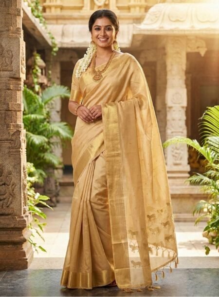 Beige Soft Silk Saree With Blouse Piece