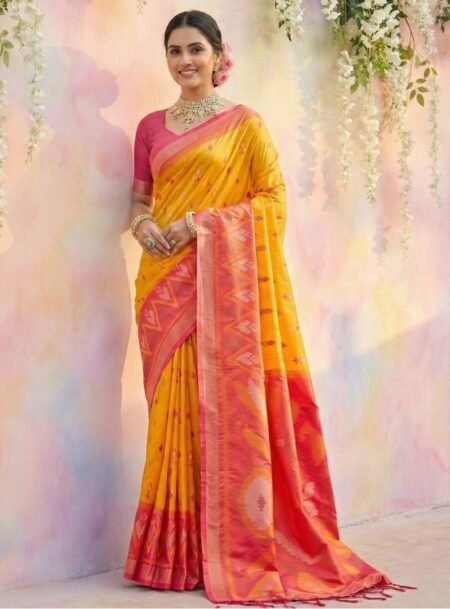 Yellow Soft Silk Saree With Blouse Piece