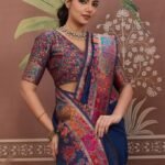 Blue Modal Cotton Pashmina Weaving Saree With Blouse Piece