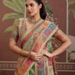 Green Modal Cotton Pashmina Weaving Saree With Blouse Piece