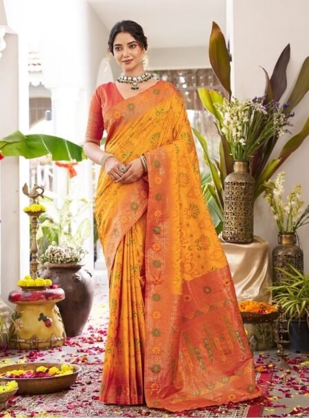 Yellow Soft Silk Saree With Blouse Piece