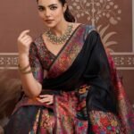 Black Modal Cotton Pashmina Weaving Saree With Blouse Piece