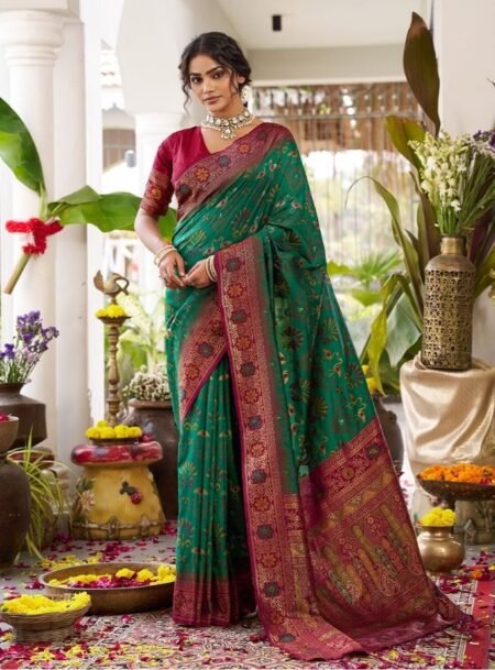 Green Soft Silk Saree With Blouse Piece