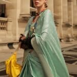 Green Pure Satine Handloom Weaving Silk Saree With Blouse Piece